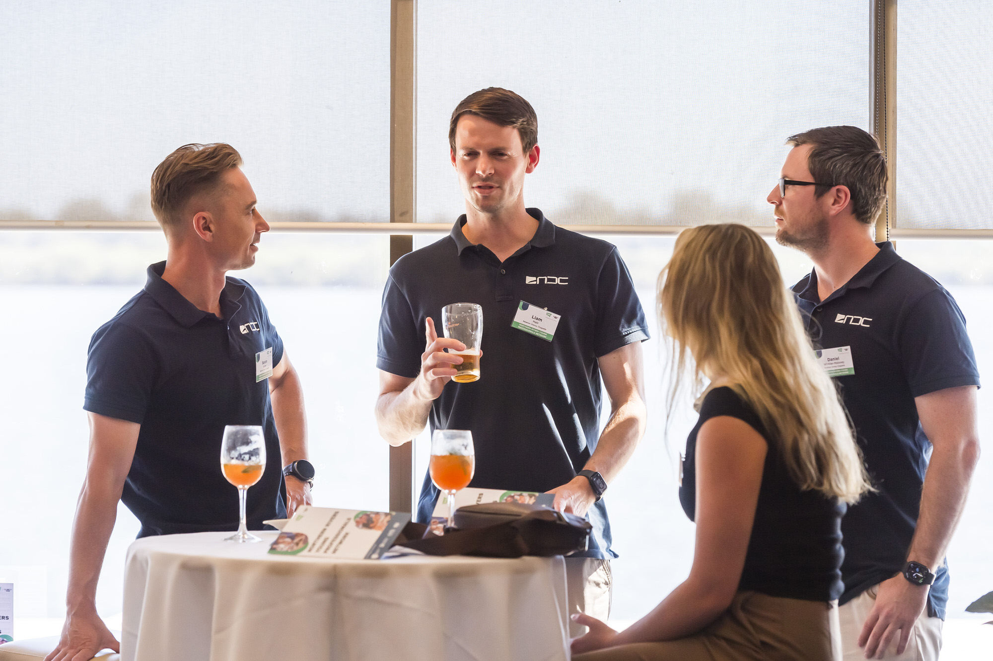 conference attendees talking